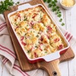 Gratin de chou-fleur à la béchamel et au jambom.